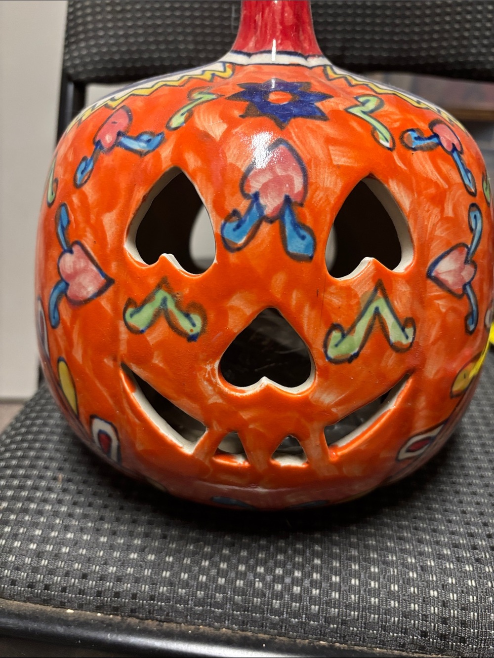 Hand-Painted Orange Ceramic Pumpkin Lantern - Home Art Ceramics